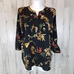 CJ Banks Black Floral Top Size 2X
